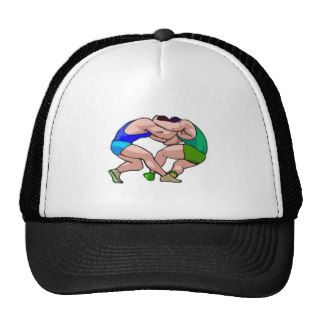 wrestling lock graphic mesh hats