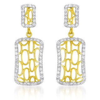 Collette Z Goldplated Sterling Silver Lace Desing Earrings Collette Z Cubic Zirconia Earrings