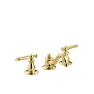 KOHLER Antique 8 in. Widespread 2 Handle Low Arc Bathroom Faucet in Vibrant Polished Brass K 108 4 PB