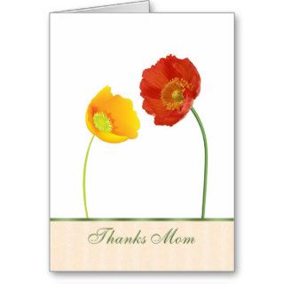 Poppy flowers thank you Mom card
