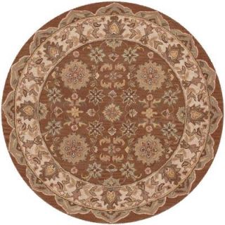 LR Resources Traditional Shape Coffee and Ivory 5 ft. Round Plush Indoor Area Rug LR10563 CFIV5RD