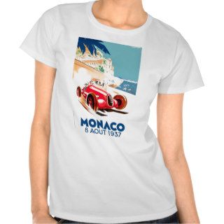 Antique 1937 Monaco Grand Prix Race Poster Tshirts