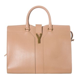 Yves Saint Laurent 'Cabas ChYc' Peach Textured Leather Tote Bag Yves Saint Laurent Designer Handbags