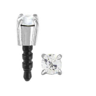 Silver Crystal Solitaire Cell Phone Charm
