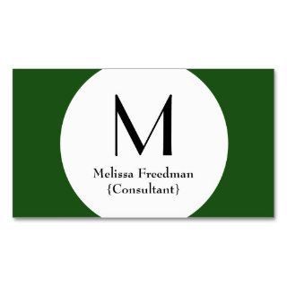 Green Modern Circle Custom Monogram Business Cards