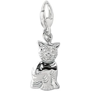 Sterling Silver 'Sitting Cat' Flat Charm Silver Charms