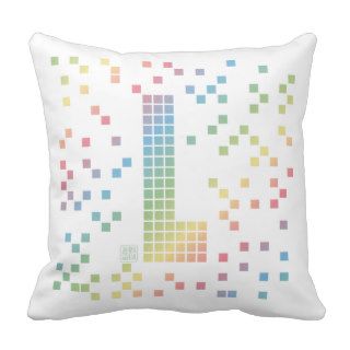 Rainbow Pixel Typeface – Letter L Throw Pillows