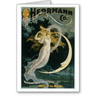Herrmann ~ Maid of the Moon Vintage Magician Act Cards