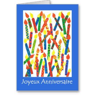 Birthday Cake Candles Card with French Greeting