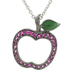 Tressa Sterling Silver Pink CZ Apple Necklace Tressa Cubic Zirconia Necklaces