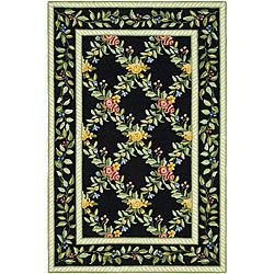 Hand hooked Garden Trellis Black Wool Rug (2'9 x 4'9) Safavieh 3x5   4x6 Rugs