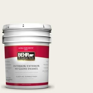 BEHR Premium Plus Home Decorators Collection 5 gal. #HDC WR14 1 Flurries Hi Gloss Enamel Interior/Exterior Paint 805005