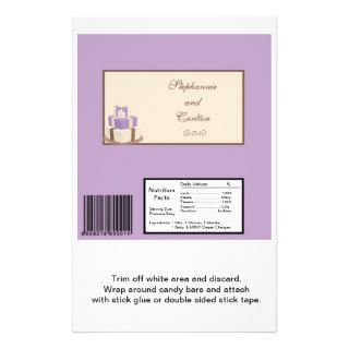 Purple/Brown Wedding Cake Large Candy Bar Wrapper Custom Flyer