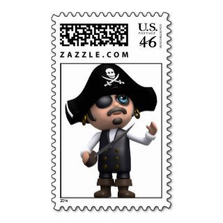 3d Pirate Looks Up (Any Color U Like) Postage Stamp