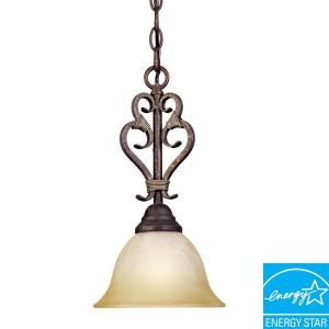World Imports Olympus Tradition Collection 1 Light Mini Pendant in Crackled Bronze with Silver WI263124N