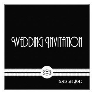 Art Deco Noir Chic Black and White Formal Custom Invitations