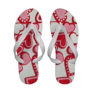 Red and White Candy Hearts Flip Flops