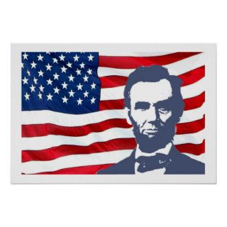 Lincoln With Flag Print