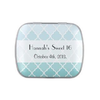 Sweet 16   Ombre Moroccan Trellis   Blue White Candy Tins