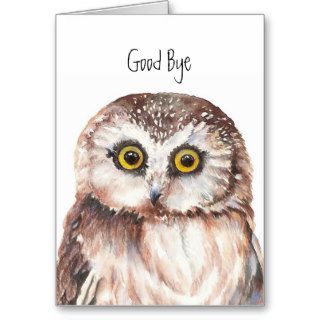 Funny, Good Bye  I'll Miss You Owl, Cute Owl Greeting Cards