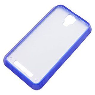 Hybrid TPU Skin Cover for ZTE Engage V8000, Blue/Clear Cell Phones & Accessories