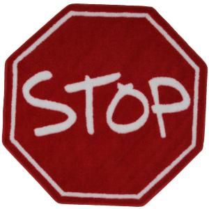 LA Rug Inc. Fun Time Shape Stop Sign Red and White 39 in. Round Area Rug FTS 029 39RD