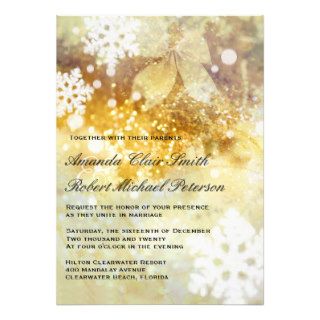 Silver Golden Winter Wedding & Reception Invite