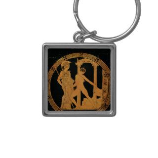 Red figure cup depicting Athena, Theseus Keychains