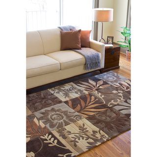 Hand tufted Brown Floral Rug (5' x 8') 5x8   6x9 Rugs