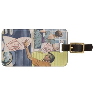 Retro Personalize His Hers Couple Gift Luggage Tag