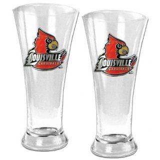 Louisville Cardinals 2 Piece Glass Pilsner Set  Sports Fan Kitchen Products  Sports & Outdoors
