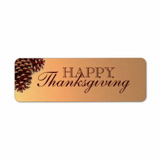 Rustic brown pine cone Happy Thanksgiving labels