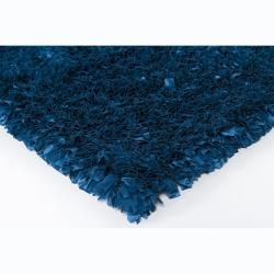 Handwoven Safir Teal Blue Solid Color Shag Rug (3'6 x 5'6) 3x5   4x6 Rugs