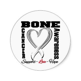Bone Cancer Awareness Brushed Heart Ribbon Stickers