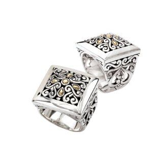 925 Silver Square Celtic Swirl Ring with 18k Gold Accents  Size 7 Other Rings Jewelry