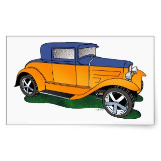 32 Ford 5 window Coupe Orange/blue Rectangular Stickers