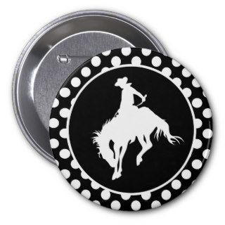 Black and White Polka Dots; Rodeo Cowboy Pin