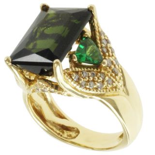 Michael Valitutti 18k Yellow Gold Bahia Green Tourmaline, Tsavorite and Diamond Ring Michael Valitutti Gemstone Rings