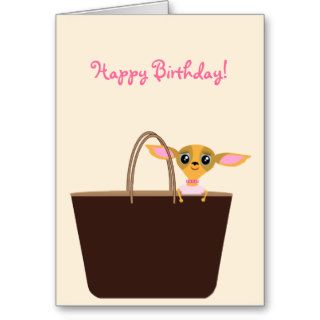 Chihuahua inside Couture Handbag Happy Birthday Ca Greeting Cards