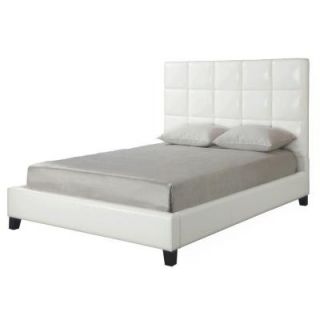 HomeSullivan White Faux Leather Queen size Bed with Tufted Headboard 40885B522W(3A)[BED]