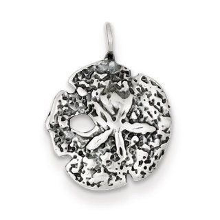 IceCarats Designer Jewelry Sterling Silver Antiqued Sand Dollar Charm IceCarats Jewelry