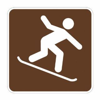 Tapco RS 127 Engineer Grade Prismatic Square National Park Service Sign, Legend "Snowboarding (Symbol)", 6" Width x 6" Height, Aluminum, Brown on White Industrial Warning Signs