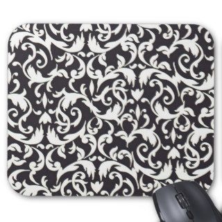 Awesome Vintage Black White Damask Pattern Design Mouse Pads
