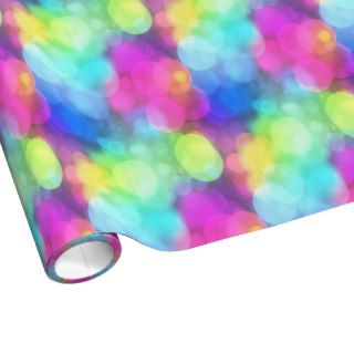 Christmas Birthday Rainbow Sparkle Bokeh Neon Glow Gift Wrap