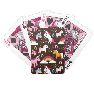 unicorn rainbow kids background horse bicycle card decks