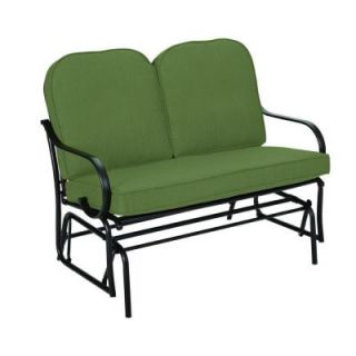 Hampton Bay Fall River Patio Double Glider with Moss Cushion D11034 G