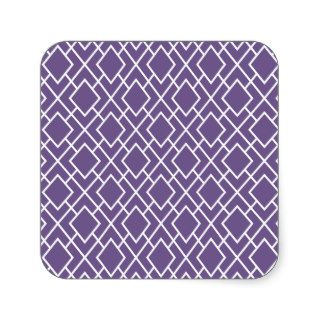 Modern Stylish Purple Diamond Pattern Square Stickers