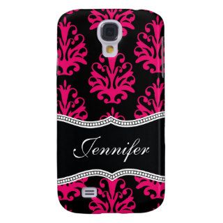 Hot Pink Damask Personalized is Samsung Galaxy S4 Cover