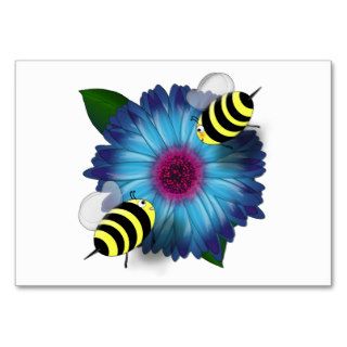 Cartoon Honey Bees Meeting on Blue Flower Business Card Template