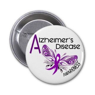 Alzheimer's Disease BUTTERFLY 3 Awareness Pinback Buttons